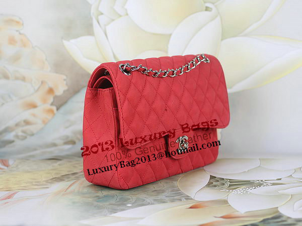 Chanel 2.55 Series Classic Flap Bag 1112 Red Original Nubuck Cannage Pattern Leather Silver