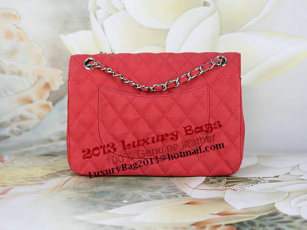 Chanel 2.55 Series Classic Flap Bag 1112 Red Original Nubuck Cannage Pattern Leather Silver