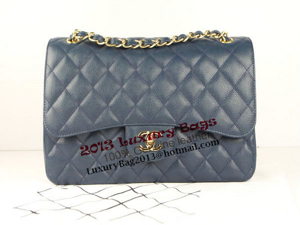 Chanel 2.55 Series Classic Flap Bag 1112 RoyalBlue Cannage Pattern Original Leather Gold