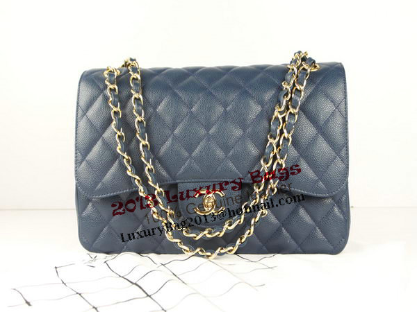 Chanel 2.55 Series Classic Flap Bag 1112 RoyalBlue Cannage Pattern Original Leather Gold