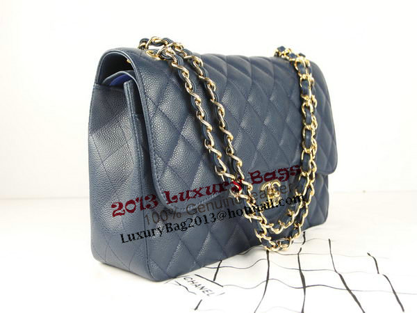 Chanel 2.55 Series Classic Flap Bag 1112 RoyalBlue Cannage Pattern Original Leather Gold