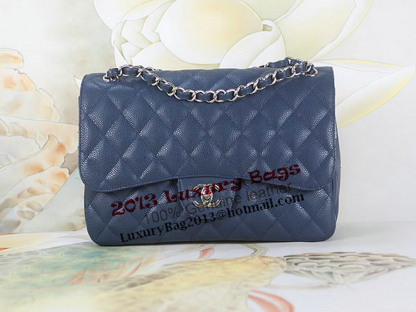 Chanel 2.55 Series Classic Flap Bag 1112 RoyalBlue Cannage Pattern Original Leather Silver