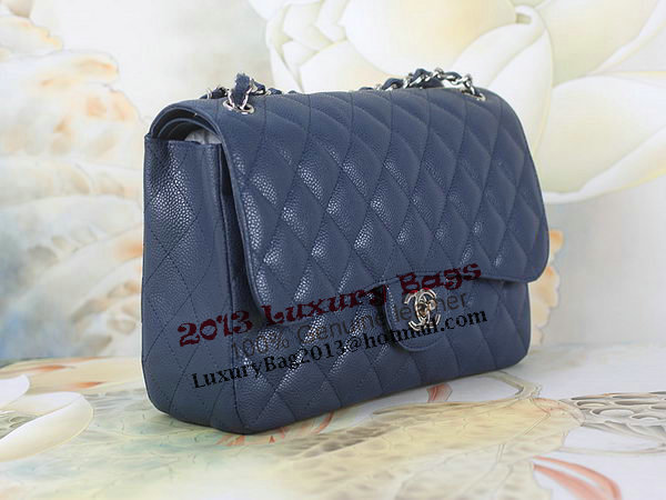 Chanel 2.55 Series Classic Flap Bag 1112 RoyalBlue Cannage Pattern Original Leather Silver