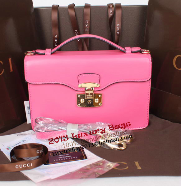 Gucci Lady Lock Calf Leather Briefcase Clutch 331823 Pink