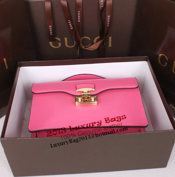 Gucci Lady Lock Calf Leather Briefcase Clutch 331823 Pink