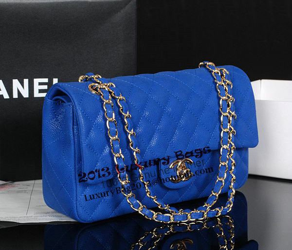 Chanel 2.55 Series Classic Flap Bag 1112 Blue Original Cannage Pattern Leather Gold