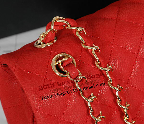 Chanel 2.55 Series Classic Flap Bag 1112 Red Original Cannage Pattern Leather Gold