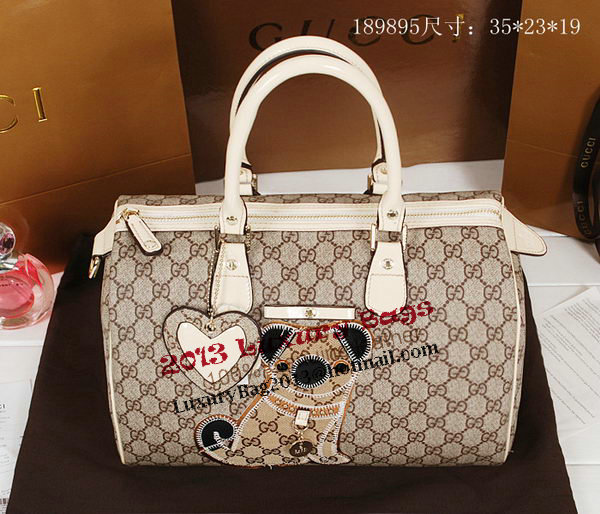 Gucci Joy Supreme Dog Canvas Boston Bag 189895