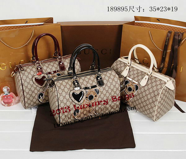 Gucci Joy Supreme Dog Canvas Boston Bag 189895