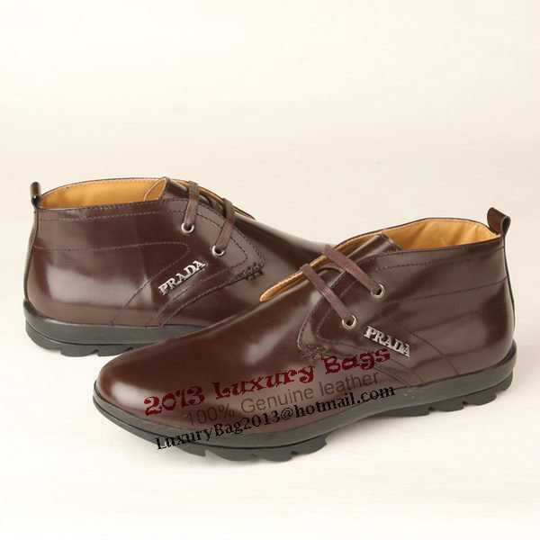 Prada Calf Leather Men Shoe PD290 Brown