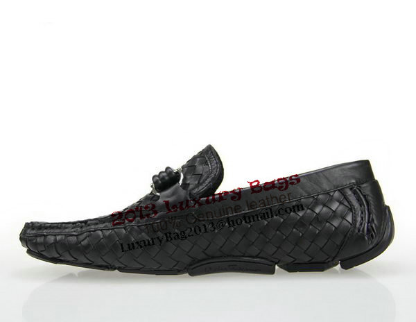 Salvatore Ferragamo Weave Leather Men Shoe FL0315 Black