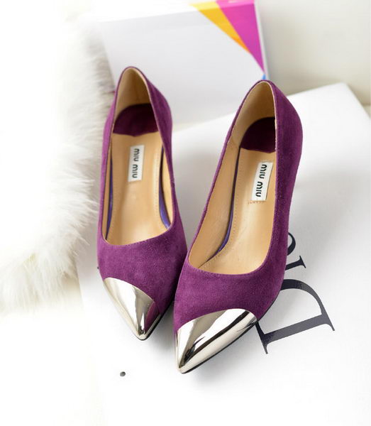 miu miu Sheepskin Leather Point-Toe Pumps MM2124 Purple