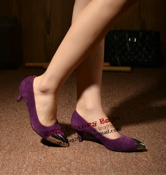 miu miu Sheepskin Leather Point-Toe Pumps MM2124 Purple