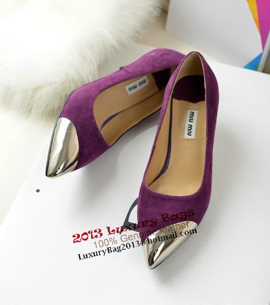 miu miu Sheepskin Leather Point-Toe Pumps MM2124 Purple