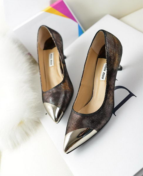 miu miu Sheepskin Leather Point-Toe Pumps MM2124 Silver