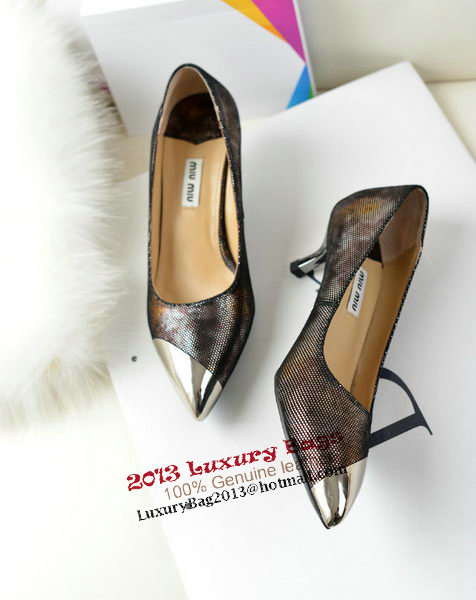 miu miu Sheepskin Leather Point-Toe Pumps MM2124 Silver