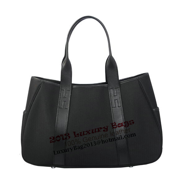 Hermes Tote Bag Canvas & Leather H1035 Black