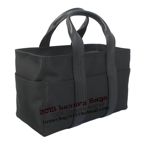 Hermes Tote Bag Canvas & Leather H858S Black