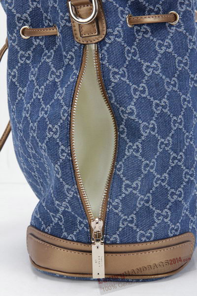 Gucci GG Drawstring Sling Shoulder Handbag 197019 Blue