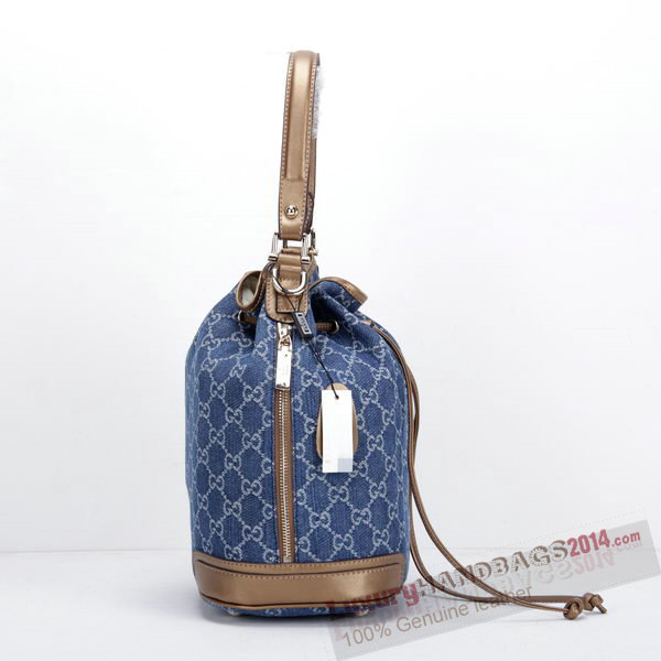 Gucci GG Drawstring Sling Shoulder Handbag 197019 Blue