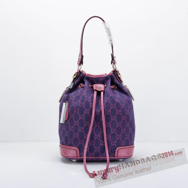 Gucci GG Drawstring Sling Shoulder Handbag 197019 Rose With Purple