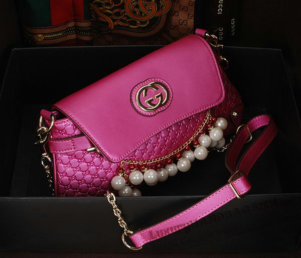 Gucci Rose pearl leather Chain Shoulder Bag 336747