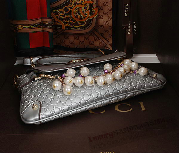 Gucci Silver pearl leather Chain Shoulder Bag 336747