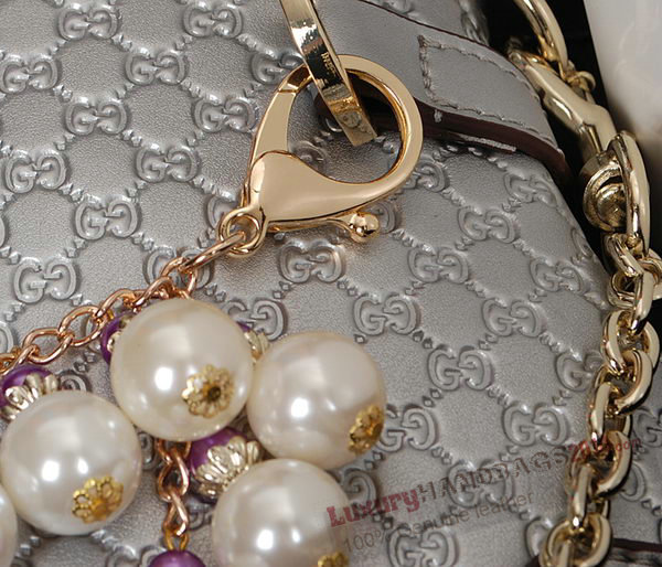 Gucci Silver pearl leather Chain Shoulder Bag 336747