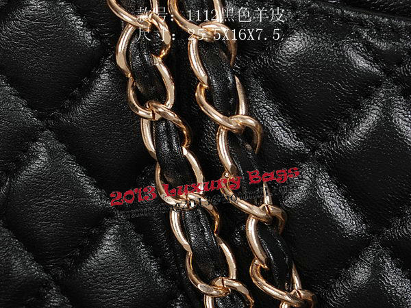 Chanel 2.55 Series Classic Flap Bag 1112 Black Sheepskin Gold