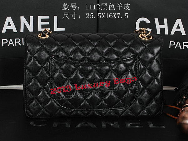 Chanel 2.55 Series Classic Flap Bag 1112 Black Sheepskin Gold