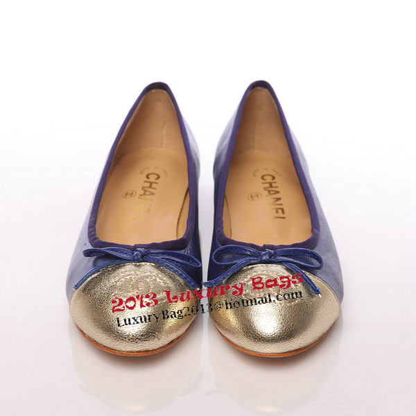 Chanel Iron Toe Ballet Flats in Sheepskin Leather CH0872 Blue