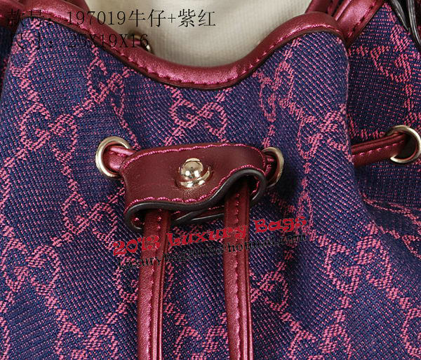 Gucci GG Drawstring Sling Shoulder Handbag 197019 Rose&Purple