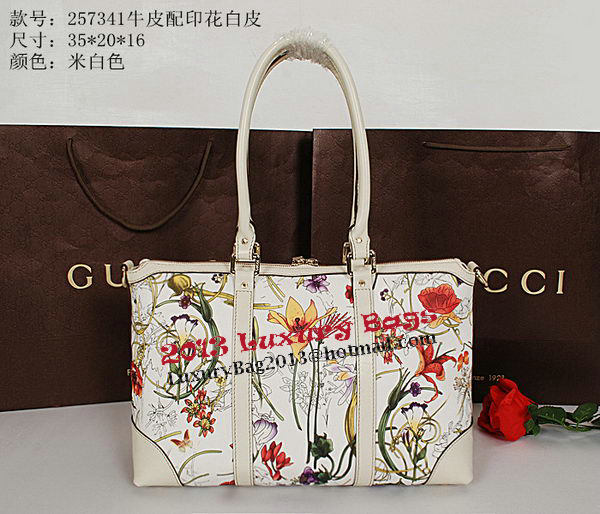 Gucci Vintage Web Flora Leather Medium Top Handle Bag 257341