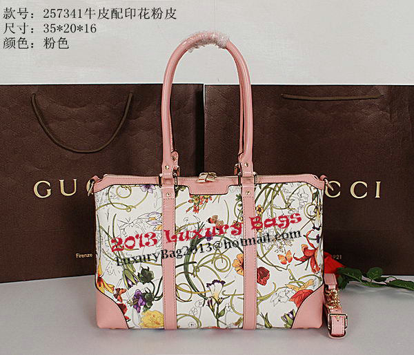 Gucci Vintage Web Flora Leather Medium Top Handle Bag 257341