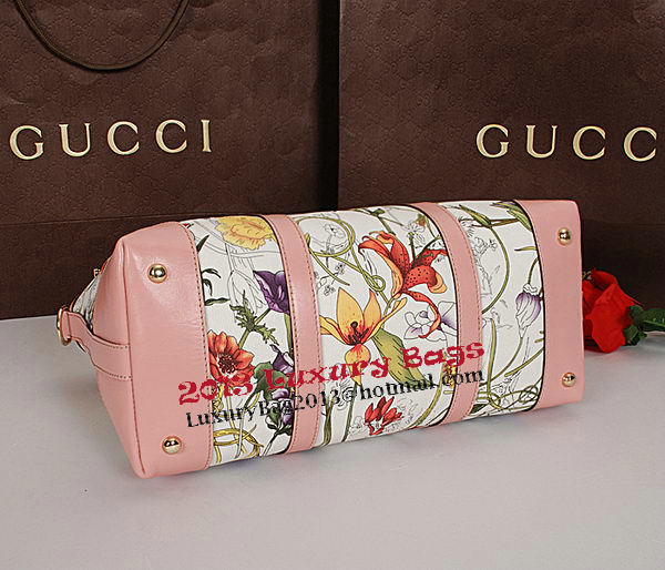 Gucci Vintage Web Flora Leather Medium Top Handle Bag 257341