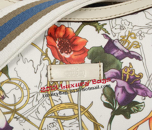 Gucci Medium Flora Leather Messenger Bag 181092 OffWhite&Pink