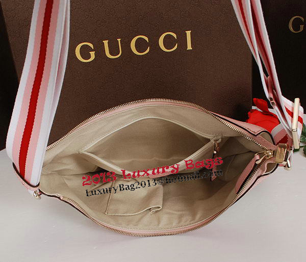 Gucci Medium Flora Leather Messenger Bag 181092 OffWhite&Pink