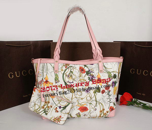 Gucci Shiny GG Flora Leather Medium Tote Bag 247209