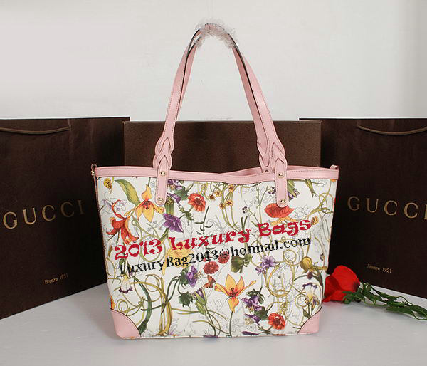 Gucci Shiny GG Flora Leather Medium Tote Bag 247209