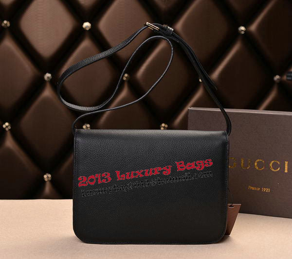 2014 Gucci Original Grainy Leather Shoulder Bag 335188 Black