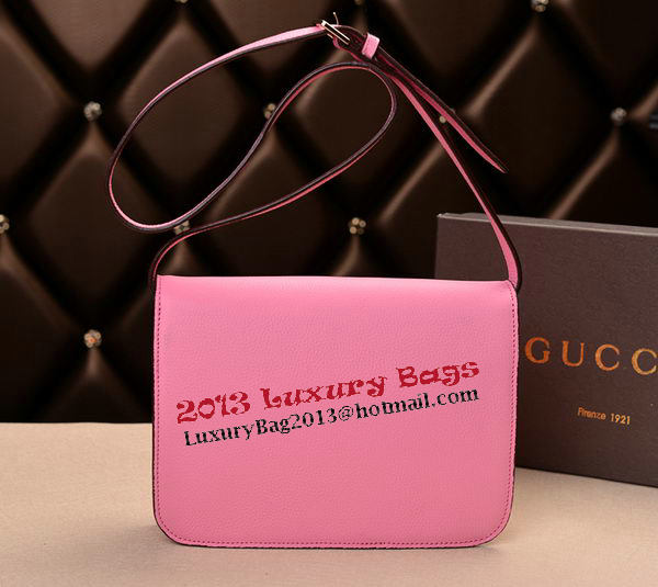 2014 Gucci Original Grainy Leather Shoulder Bag 335188 Pink