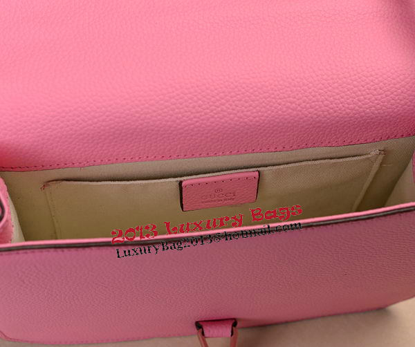 2014 Gucci Original Grainy Leather Shoulder Bag 335188 Pink