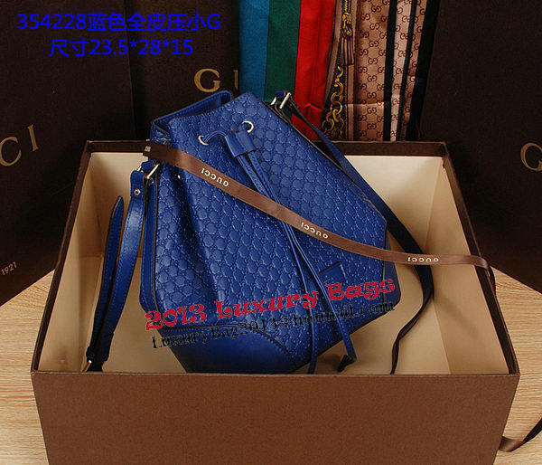 Gucci Guccissima Leather Bucket Bag 354228 Blue