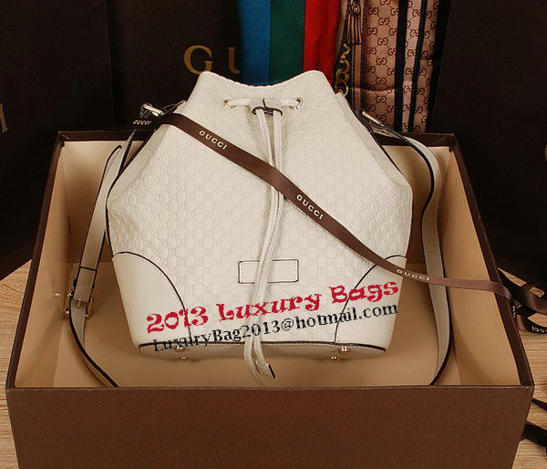 Gucci Guccissima Leather Bucket Bag 354228 White