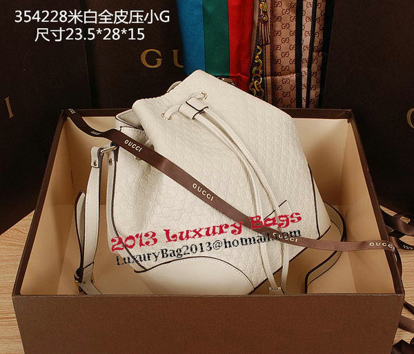 Gucci Guccissima Leather Bucket Bag 354228 White