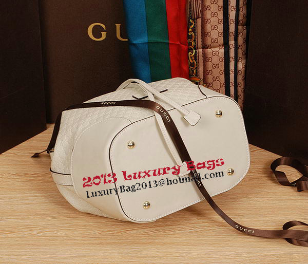 Gucci Guccissima Leather Bucket Bag 354228 White