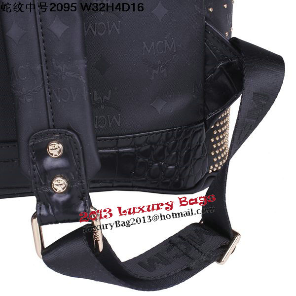 MCM Armour Medium Backpack Snake Leather MC2095 Black