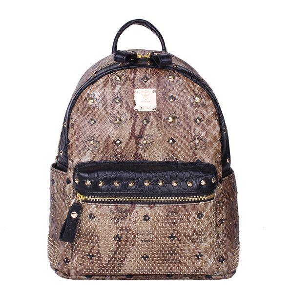 MCM Armour Small Backpack Snake Leather MC2095S Brown