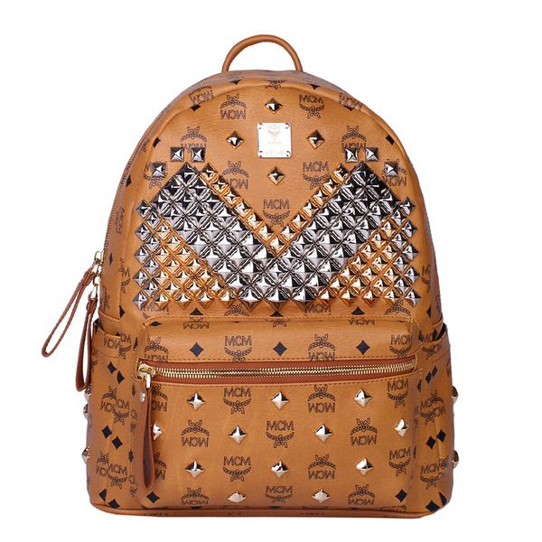 MCM Medium Stark Front Studs Backpack MC4238 Wheat