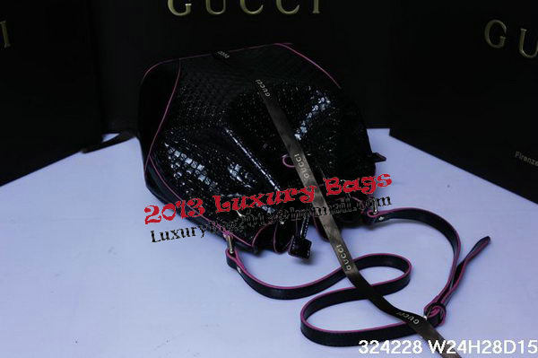 Gucci 354228 Black Guccissima Leather Bucket Bag